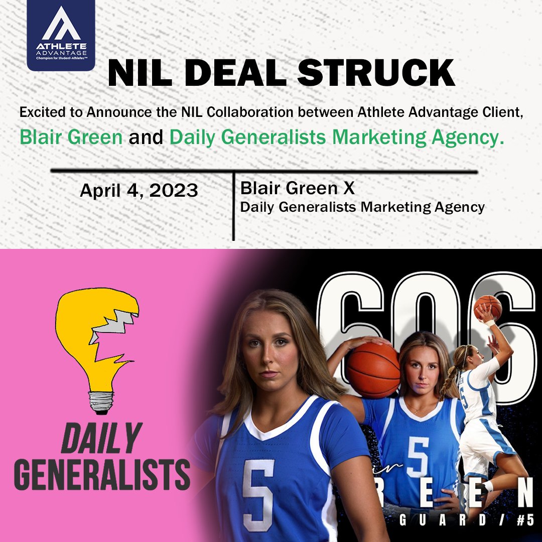 athlete_adv's tweet photo. Help us congratulate another Daily Generalists' collaboration, featuring Athlete Advantage Client, Blair Green! We see a bright future!

#nilclient #collaboration #sports #sportsnews #marketing #dailygeneralists #lateralthinking https://t.co/WE8P6vQFv4