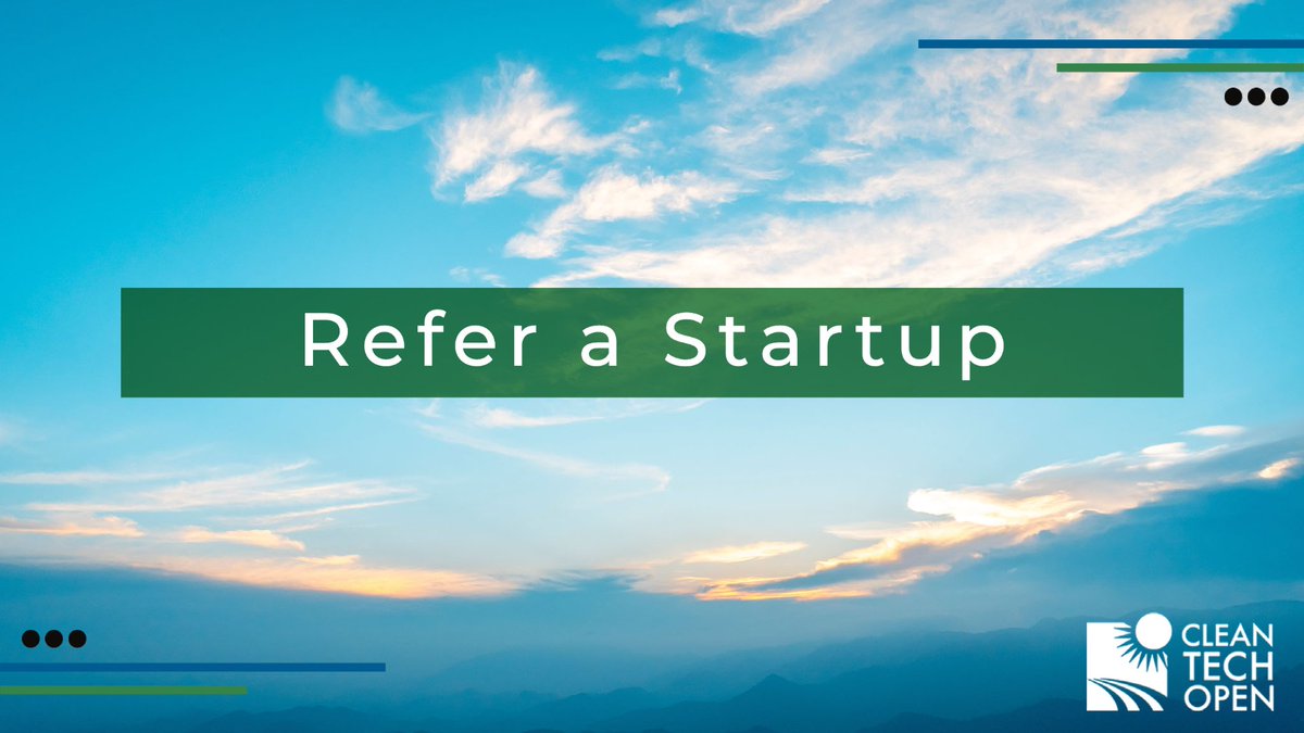 cleantechopen's tweet photo. Support a promising #Cleantech #Startup by referring them to Cleantech Open! Our comprehensive 12-week accelerator provides tangible benefits. โ๏ธ Allow a cleantech startup to succeed - refer them now: https://t.co/yOCpUKHQUQ
#CTOAccelerator #ReferAStartup #SustainableInnovation https://t.co/wMwMjr2F7T