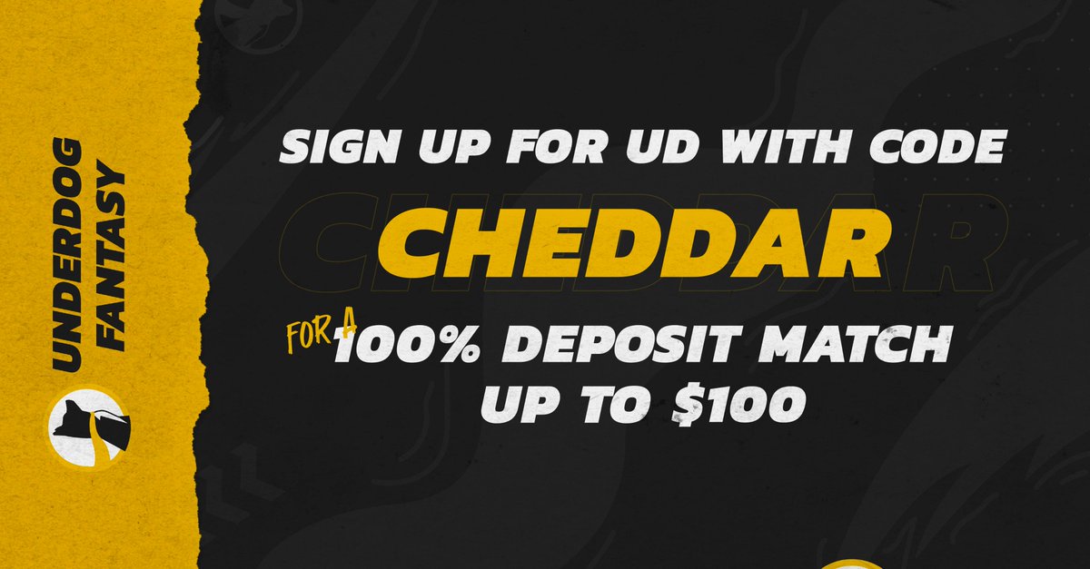 Chedzz's tweet image. The 4/4 NHL Underdog Full Slate Entry 🐶🏒

Here is the full SLATE one across the entire slate as promised. 

Use "CHEDDAR" for the 100% deposit match on UD.

#NHLPicks #GamblingTwitter