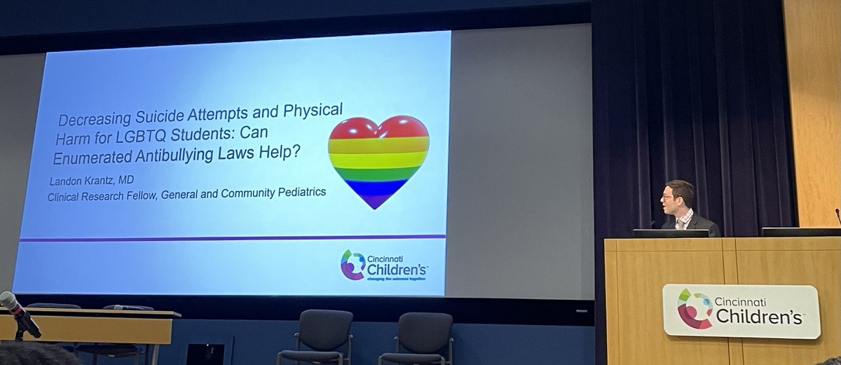 First year fellow @LandonKrantz_MD presenting at #HealthEquityDay : Can statewide enumerated antibullying laws improve outcomes among LGBTQ youth?