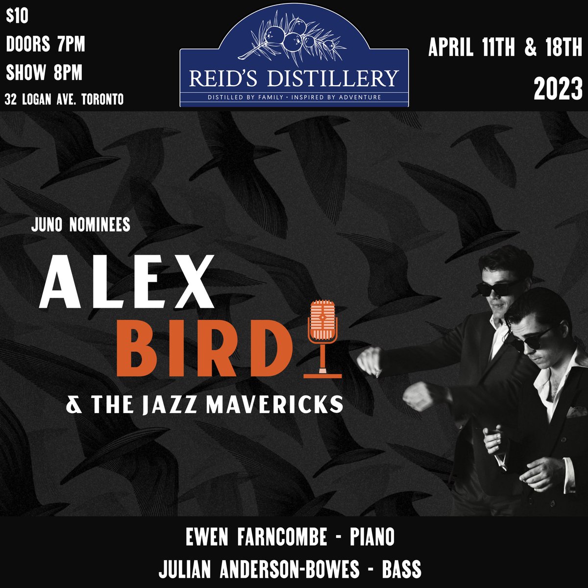 Tickets going fast! Looking so forward to being back in action <a href="/ReidsDistillery/">Reid's Distillery</a> next week. Come on out and try what was just awarded as, “Canada’s Best Gin”!

reidsdistillery.com/pages/gin-jazz…

I’ll be grooving with two of the mightiest cats:

Ewen Farncombe &amp; Julian Anderson-Bowes
