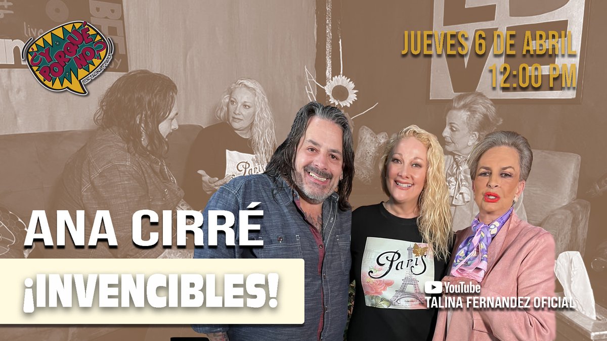 Queridos amigos, no se pierdan este jueves a las 12:00 mi programa entrevistando a la talentosísima cantante <a href="/AnaCirreOficial/">Ana Cirré.</a>! #Invencibles

youtu.be/O9CfK_BTPNw