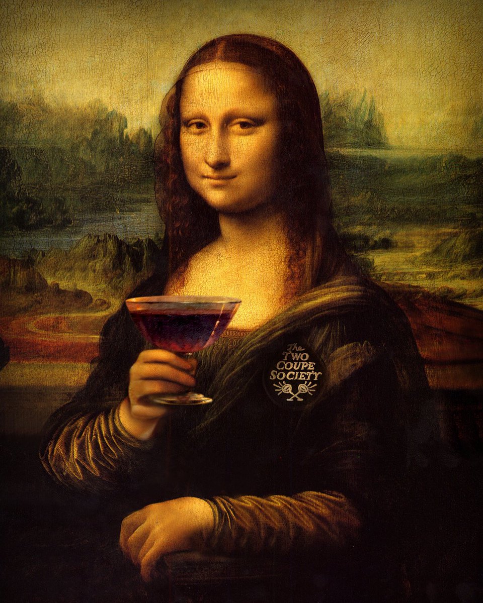VCoquette's tweet photo. The Two Coupe Society is rumoured to have *many* famous secret members: da Vinci’s original painting (now covered over by layers of paint) reveals the Mona Lisa with coupe in hand and #twocoupesociety badge over her left breast.

Secret member since 1506.

https://t.co/RBALjntRFy https://t.co/nXWLhoHaja