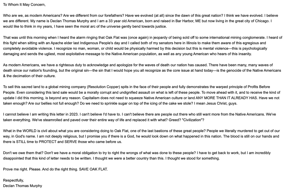 SAVE OAK FLAT #SaveOakFlat #SacredLand

I *never* ask but PLEASE Like & RT this, thank you.

@USDA @JeffreyZients @johnpodesta @alizaidi46 @BrendaMallory46 @MattLeeAshley46 @SecVilsack @KatharineWFerg @Andrea_Delgado7 @NationalParkFdn