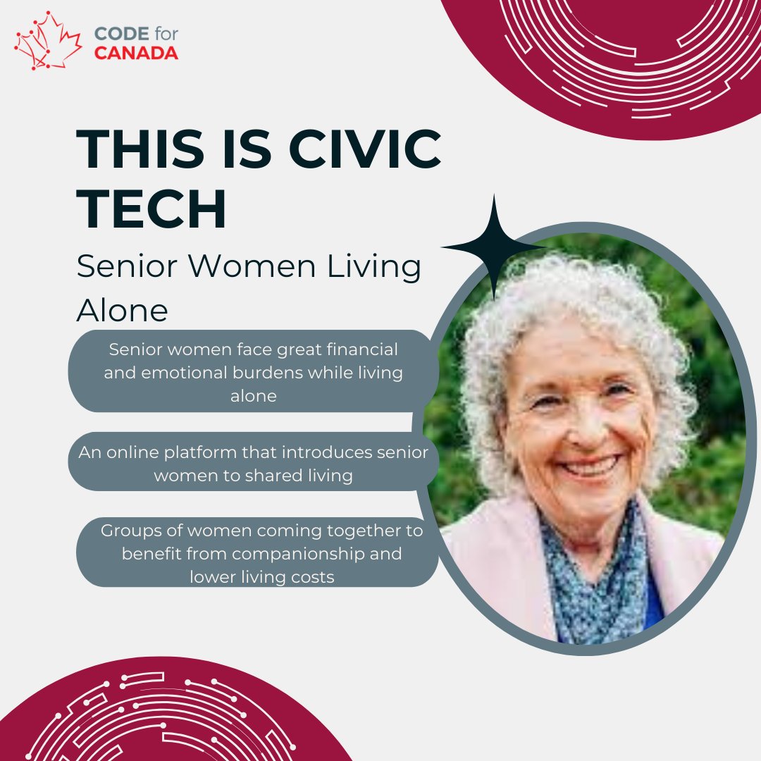 code4ca's tweet photo. Our #ThisIsCivicTech social series spotlights stories of people using tech to help their communities, from coast to coast.
Next up: Senior Women Living Together / @shared_living https://t.co/iHyLcBWy2I