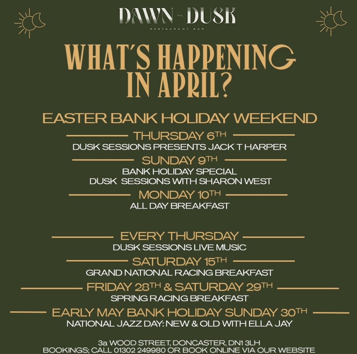 Thursday the 13th April I’ll be singing at dawn til dusk for dusk sessions and I’ll back on the 30th for their jazz event 🤍