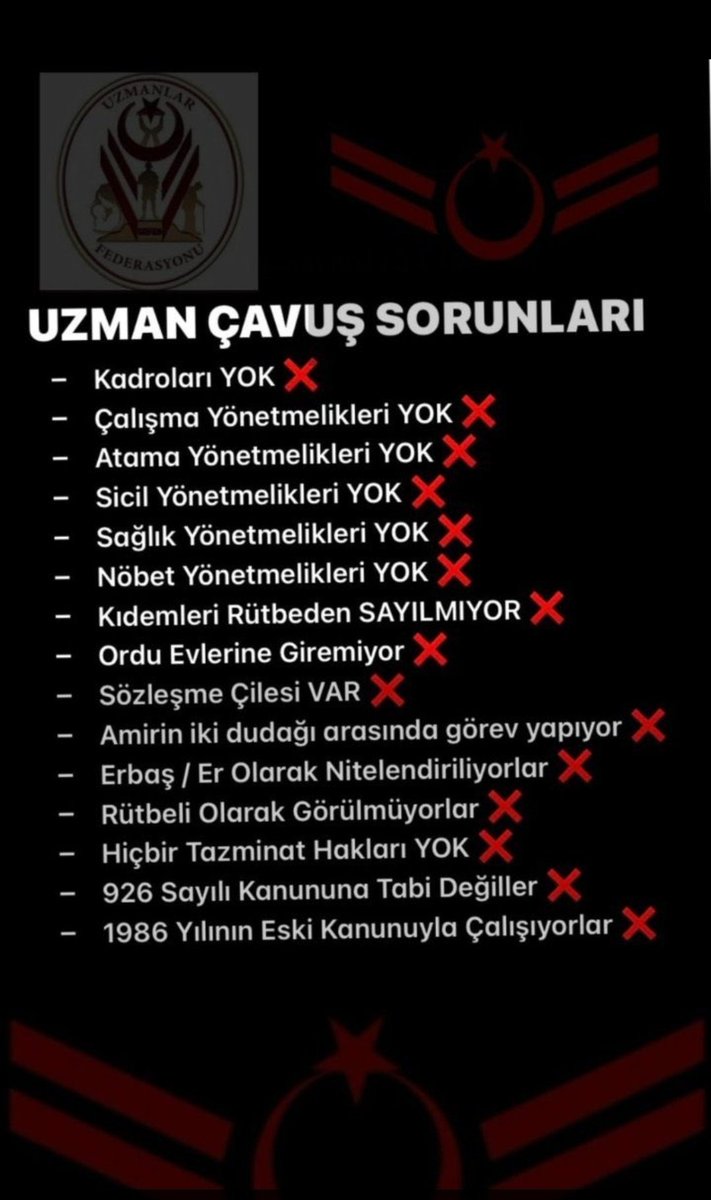 mstfa0348's tweet photo. @vekilince Verilen sözlerin yerine getirilmesini bekliyoruz. 
Gecikmiş olan her şeyin güzelleşeceğini umuyoruz. 
Sağlık,Sicil,Atama,Nöbet ve Çalışma Yönetmeliklerimiz yoktur
KADRO Vatan Savuncusu Uzman Çavuşların hakkıdır. 
KADRO Uzman Çavuşlara haktır.
#UzmanÇavuş
@alitilkici38
@RTErdogan https://t.co/rNFyp1cW9Z