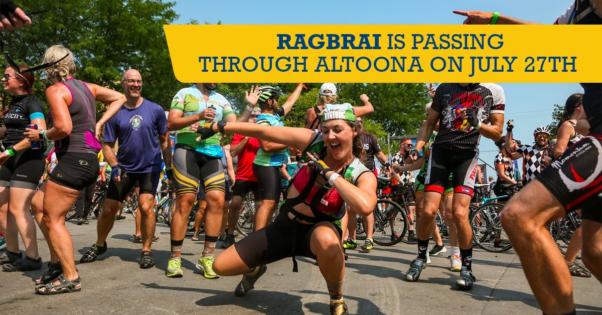 VisitAltoona on Twitter "🚴 RAGBRAI_IOWA is passing through Altoona on July 27! 🚴 Riders will