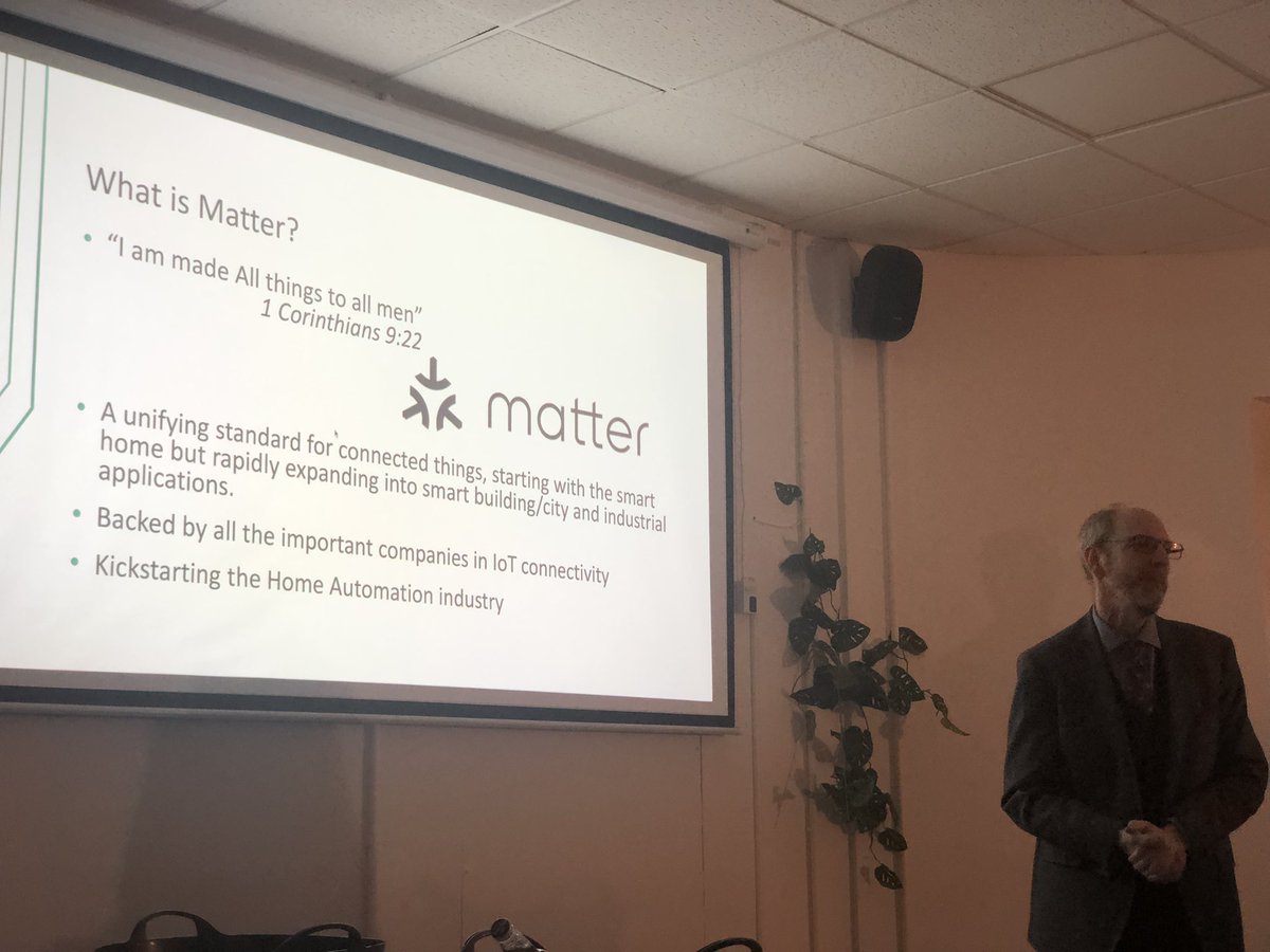 Our first speaker, Bill Ray, talking about Matter for IoT automation