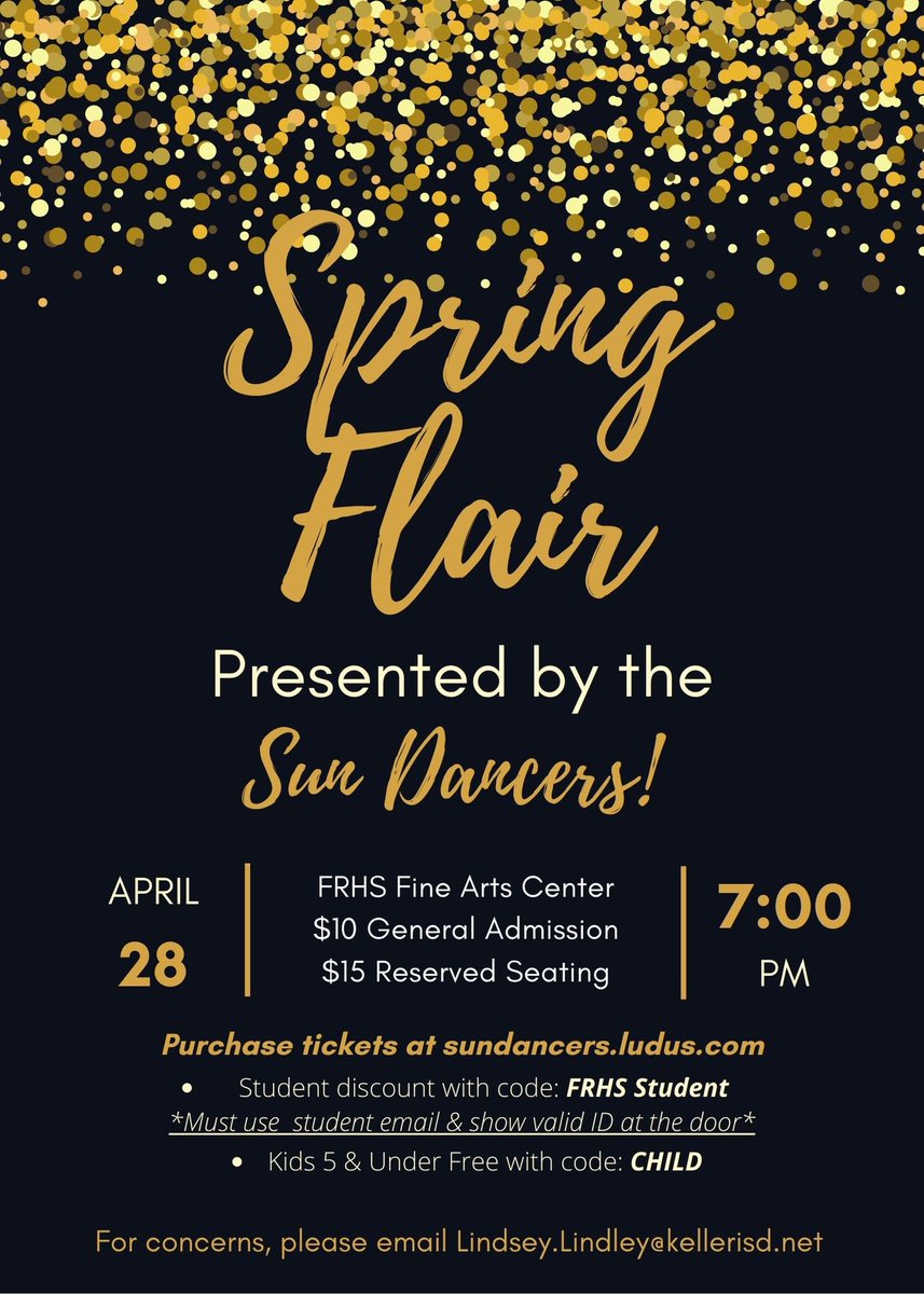 Sun Dancer Sprint Flair Tickets are LIVE!

Please visit sundancers.ludus.com to purchase a ticket! 

We will have exciting performances from our Ridge Dance Department, Dance Club and your Sun Dancers!

We hope to see you at our final performance of the year!💛🖤