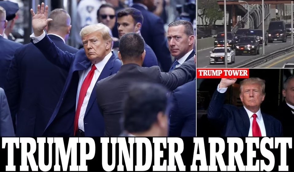 MeghUpdates's tweet photo. For the first time,  US former president, Donald Trump arrested on criminal charges https://t.co/6EwItb1yE1