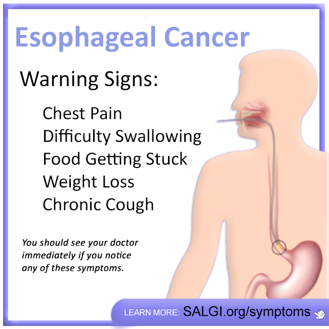 April is Esophageal Cancer Awareness Month

#LearnTheFacts

-Symptoms such as difficulty swallowing often appear once esophageal cancer has already spread and becomes more difficult to treat.

#EsophagealCancer #EsophagealCancerAwareness  💜💙 SALGI.org