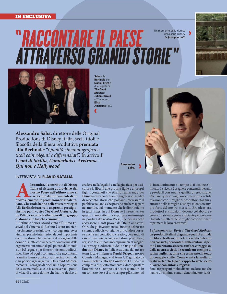 InconnuStudioIT's tweet photo. Ad of The Walt Disney Company Italy #DanielFrigo interview.
#Disney #Ciak https://t.co/ao40DkcMlG