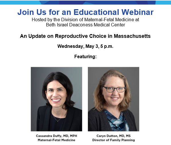 BIDMC Maternal-Fetal Medicine (@bidmcmfm) on Twitter photo In our next #CME webinar, we're welcoming Dr. Caryn Dutton, Director of Family Planning <a href="/BIDMC_ObGyn/">BIDMC Obstetrics and Gynecology</a>, to co-host with our own Cassandra Duffy, MD, MPH, to discuss #reproductivechoice in #Massachusetts. Register here: us06web.zoom.us/webinar/regist… In our next #CME webinar, we're welcoming Dr. Caryn Dutton, Director of Family Planning <a href="/BIDMC_ObGyn/">BIDMC Obstetrics and Gynecology</a>, to co-host with our own Cassandra Duffy, MD, MPH, to discuss #reproductivechoice in #Massachusetts. Register here: us06web.zoom.us/webinar/regist…