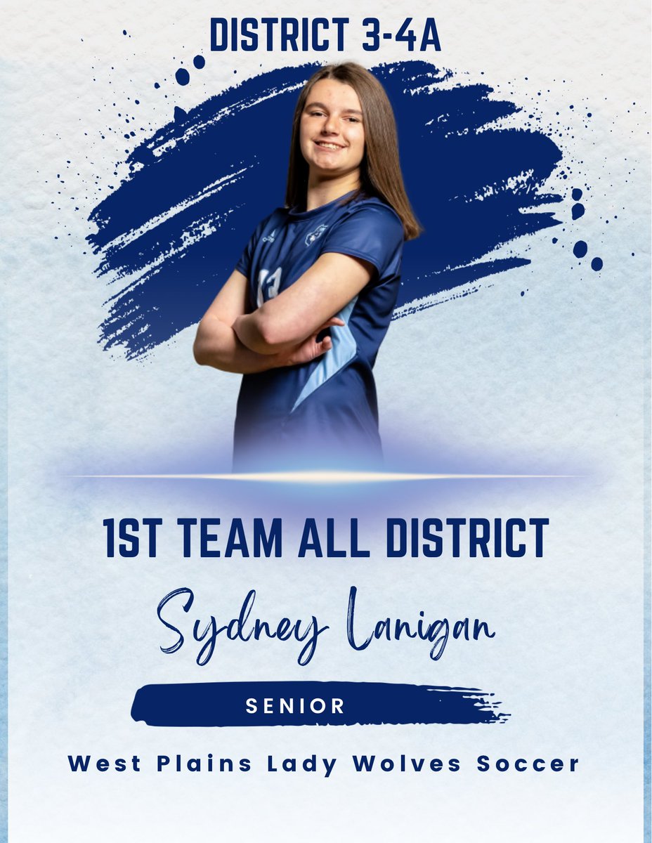 WPlainsGSoccer's tweet photo. At last, DISTRICT HONORS! We are so proud of our athletes for earning these accomplishments!! 💙🐺

District 3-4A 1st Team All-District Awards

Tylee (Birdie) Jensen
Cali Bessent
Sydney Lanigan
Kat Torres https://t.co/VEWP8O83CR