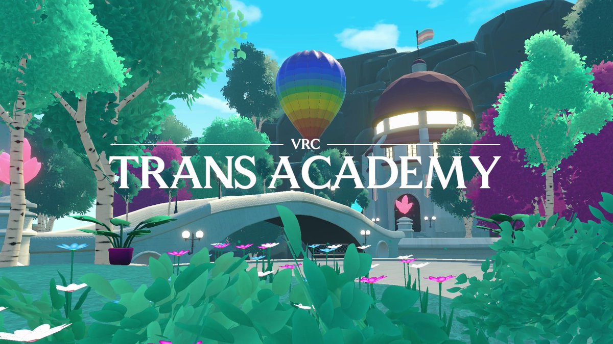 Tizzers's tweet image. I've been working on a world called Trans Academy which is a community space and education center for trans people in VRChat. We have vocal training courses led by industry professionals, workshops, and our regular Sunday coffee meetups. All are welcome to join! 💜