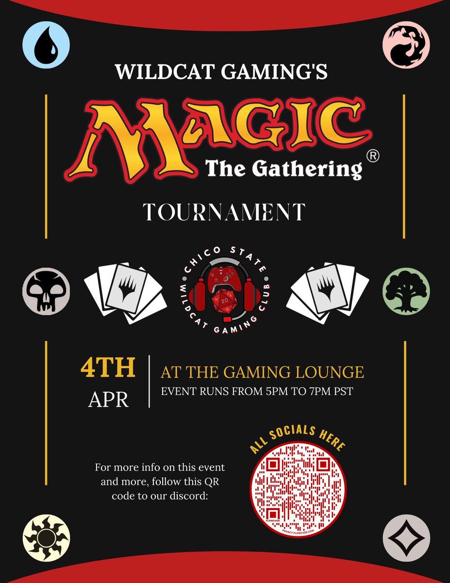 csucgaming's tweet photo. Today at the gaming lobby from 5-7pm, we’ll be having a magic the gathering tournament! Find your community of like minded players with all of our events! https://t.co/wUdGUmofMs
