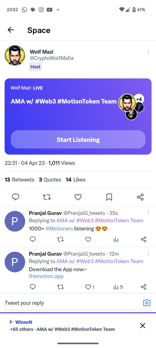 crypto09096lord's tweet photo. Over 1000+ views on #MotionAMA
#Motiontoken #Motionapp #Motioners #MotionNFTs #Web3 #Crypto #ETH #WeAreSaitama #NFTCommunity https://t.co/ByO7Rl0ro3