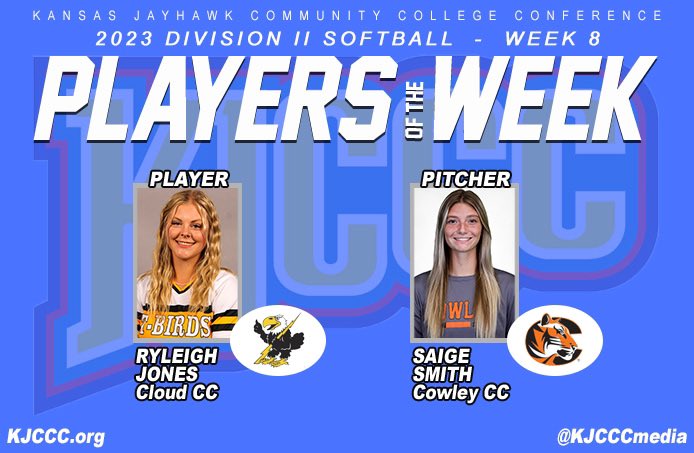 Congratulations to Saige Smith for being named the KJCCC Week 8 Pitcher of the Week!! Keep up the good work!