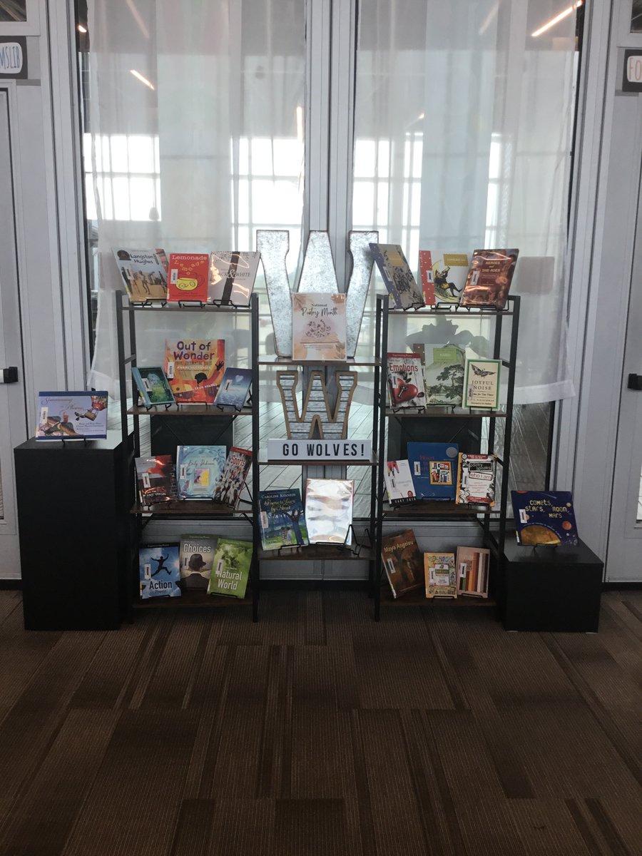 WagnerMSLib's tweet photo. April displays are live! Come and grab a book celebrating National Poetry Month and Earth Day! #Library #librarytwitter #NationalPoetryMonth #EarthDay2023 https://t.co/ov7zMtfn1r