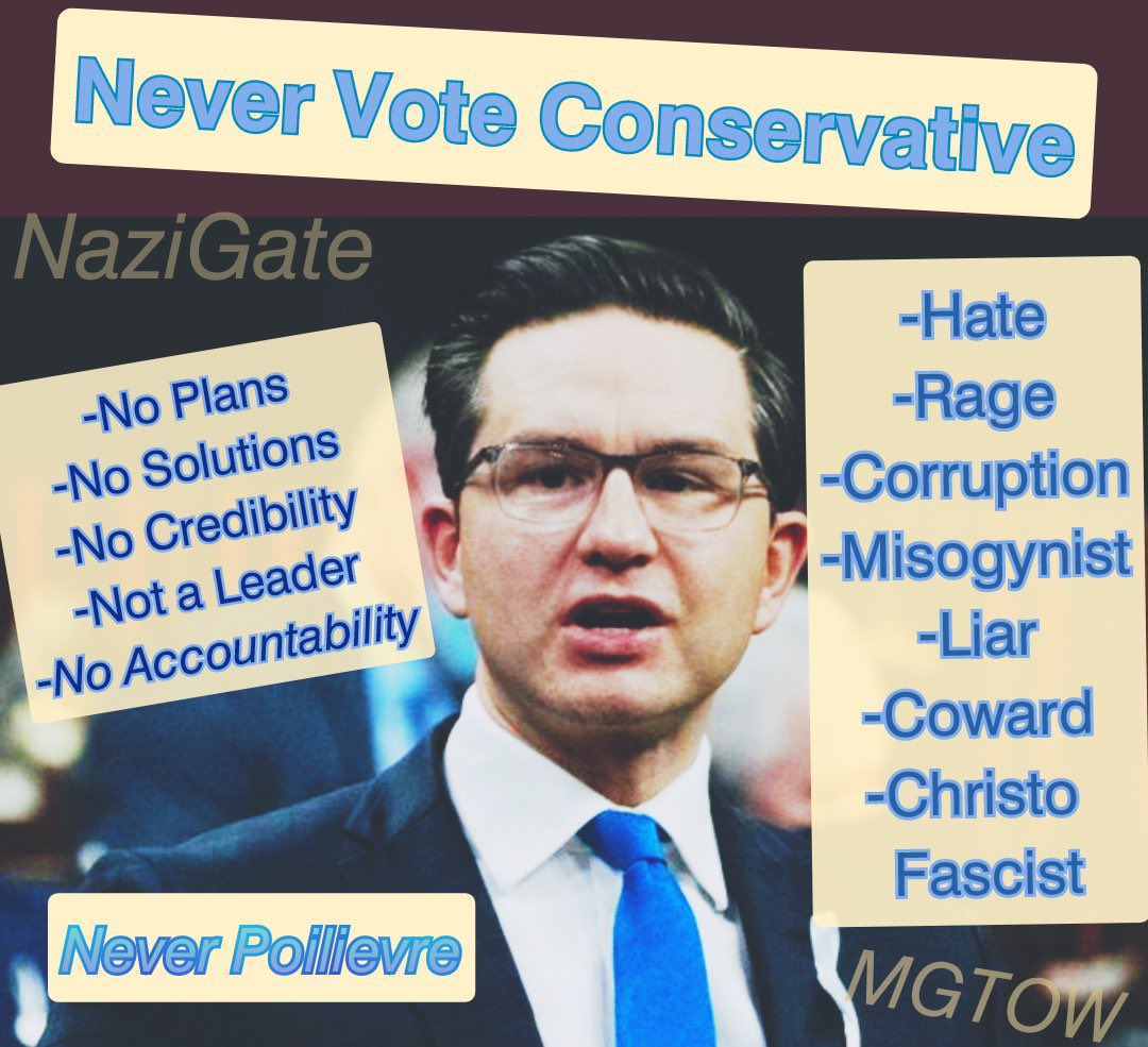 In @pierrepolievre I see a vain man who stokes division, scapegoats, lies with reckless impunity, and has no regard for the norms by which our nation functions. #NeverVoteConservative