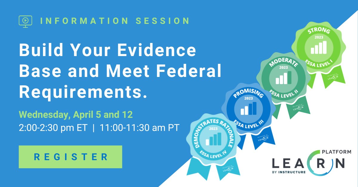 Join us to learn how Evidence-as-a-Service enables K-12 #EdTech providers to build, grow and show their evidence in compliance with ESSA, and in less time and at a significantly lower cost than traditional research. Register now: ow.ly/Z3Fe50NAfvm