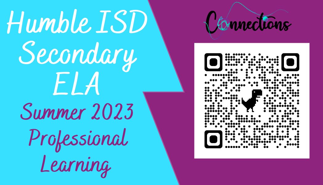 Join us for Professional Learning this summer! Check out 👀the QR code to see the Secondary ELA sessions playlist. We look forward to connecting with you! 📚 #HumbleISD_TandL