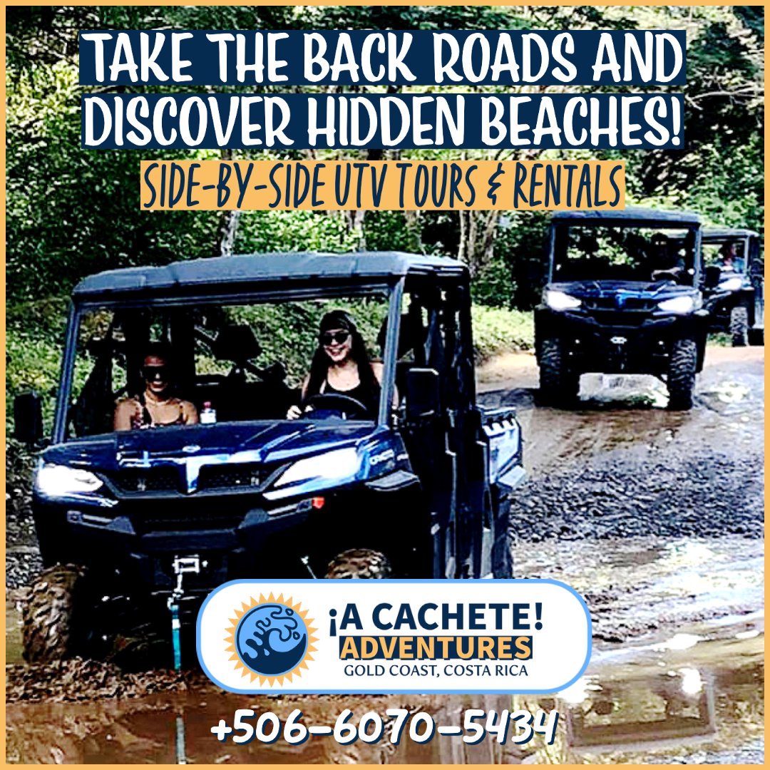 acachetetours's tweet photo. Escape the crowds and discover hidden beaches with A Cachete Adventures' Side-by-Side UTV Tours &amp; Rentals! 🌴🌊 #ACacheteAdventures #UTVTours #OffRoading #ExploreMore #PlayaTamarindo #PlayaConchal #PlayaBrasilito #PlayaGrande #PlayaFlamingo #Guanacaste #CostaRica https://t.co/99YxglGhJ7