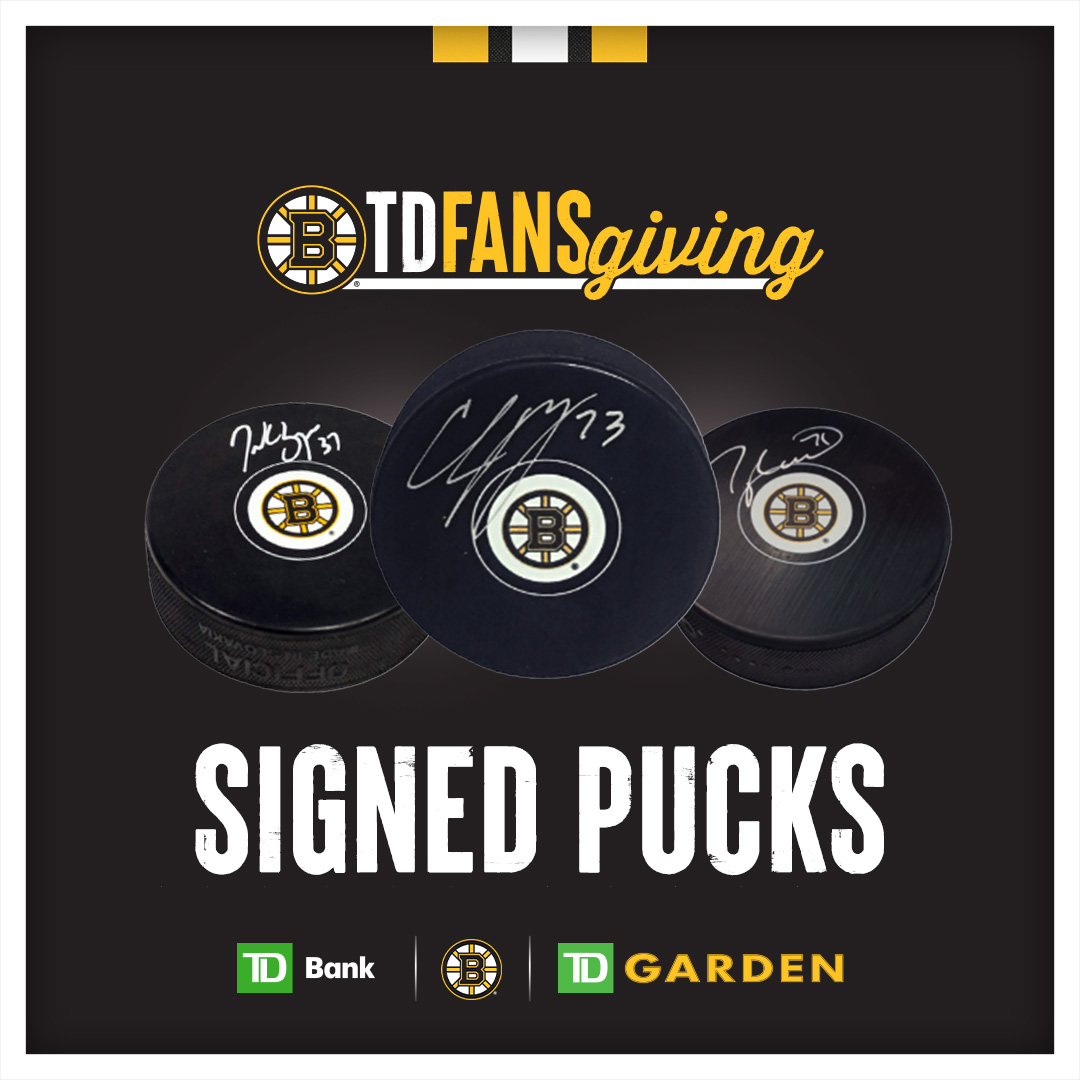 Today’s prizes for #TDFansgiving are TEN (10) player signed pucks. Enter now for your chance to win! RT #TDFansgiving to spread the word.

Enter: bbru.in/3lN7yKF

@tdbank_us | <a href="/tdgarden/">TD Garden</a>