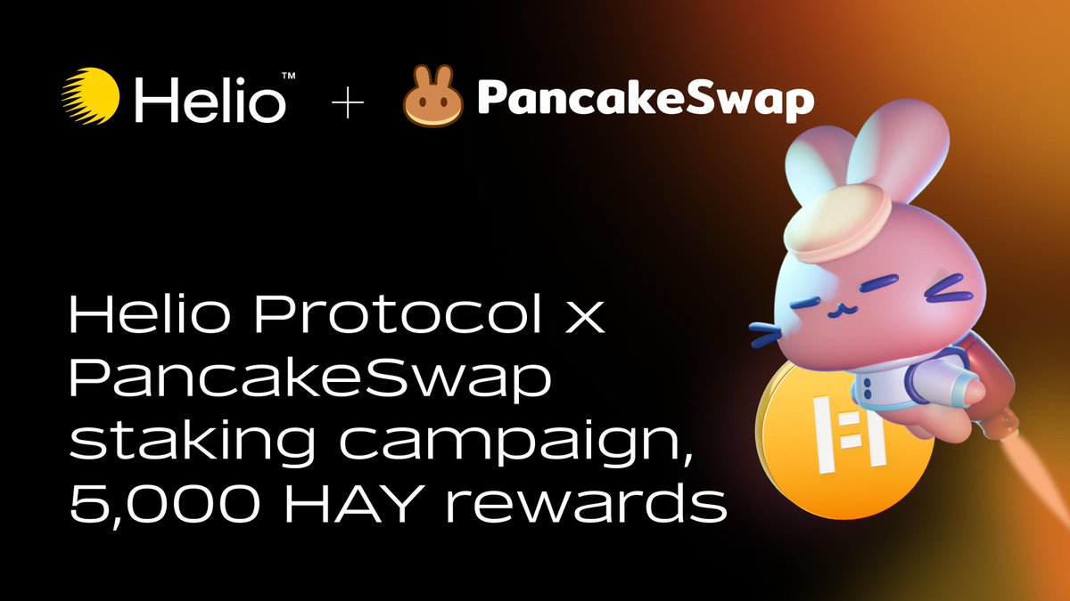 Our staking campaign with <a href="/PancakeSwap/">PancakeSwap</a> for our $HAY/$USDT stableswap pair is now live on <a href="/Galxe/">Galxe</a> 🚀

Complete a few very simple steps to enter a chance to win from a prize pool of 5,000 $HAY 🎁

Let's get started! 👇
galxe.com/helio/campaign…