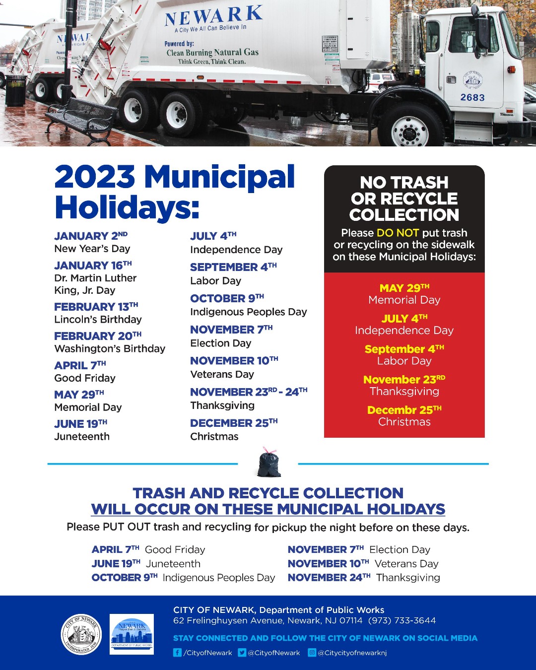 City of Newark on Twitter "Reminder On Friday, April 7, 2023, in