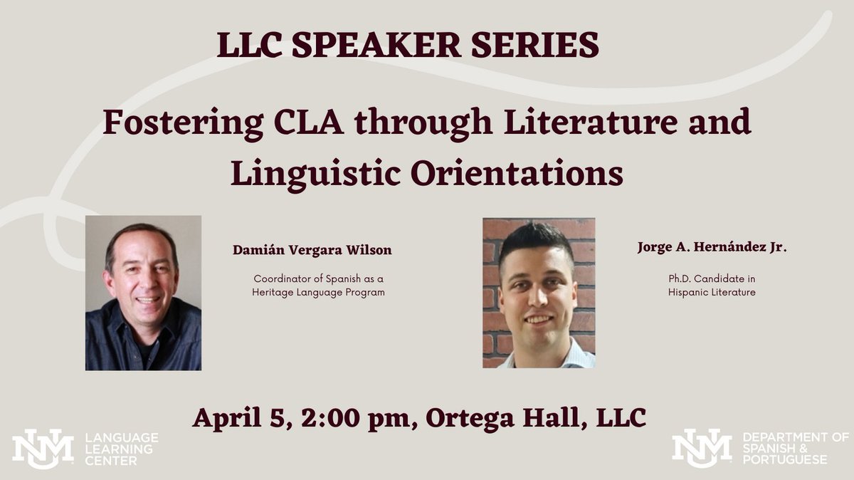 UNMLLC's tweet photo. How can literature and cultural studies inform efforts to raise critical language awareness? Learn about Critical Language Awareness (CLA) in teaching in this session on April 5th at 2:00 pm in the LLC for guests' lectures.
 #languagelearning #languagelearningcenter https://t.co/JvrLAHxzdN