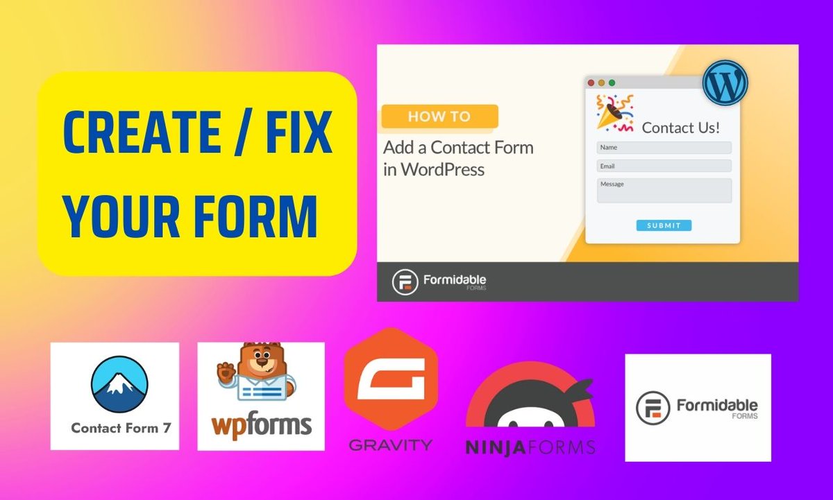 sazzad_idres's tweet image. I will create or fix any form using contact form 7 or gravity form or wpforms
My services :
--------------
Contact form for your website
Multistep form with conditional logic
Advanced Popup form
Hire me: fiverr.com/share/Xj0ede

#contactForm #contactForm7