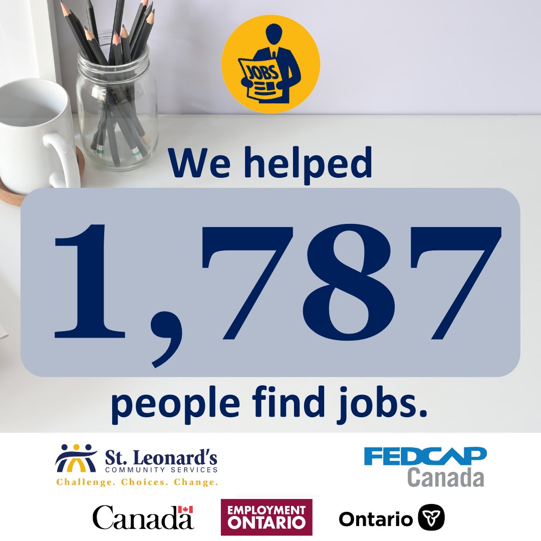 Since January 2021, with the support of <a href="/fedcapcanada/">Fedcap Canada</a>, St. Leonard’s Community Services in Brantford, Caledonia, and Dunnville, has helped 1,787 people find employment. 

#ONjobs