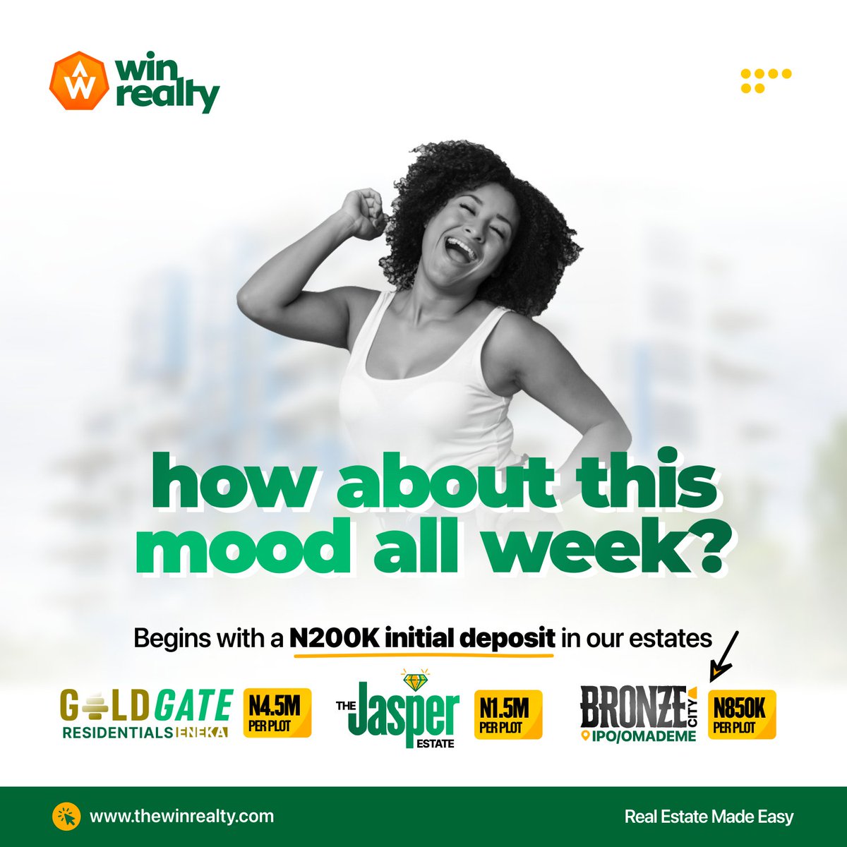 meetwinrealty's tweet photo. That perfect joy that comes with owning plots of land is indescribable!
Why not join more than 460+ other satisfied investors that chose our estates today.
DM to start with N200K initial deposit.
#WinRealty #RealEstate #JasperEstate #GoldgateResidentials #BronzeCity https://t.co/qAywbfbjnI