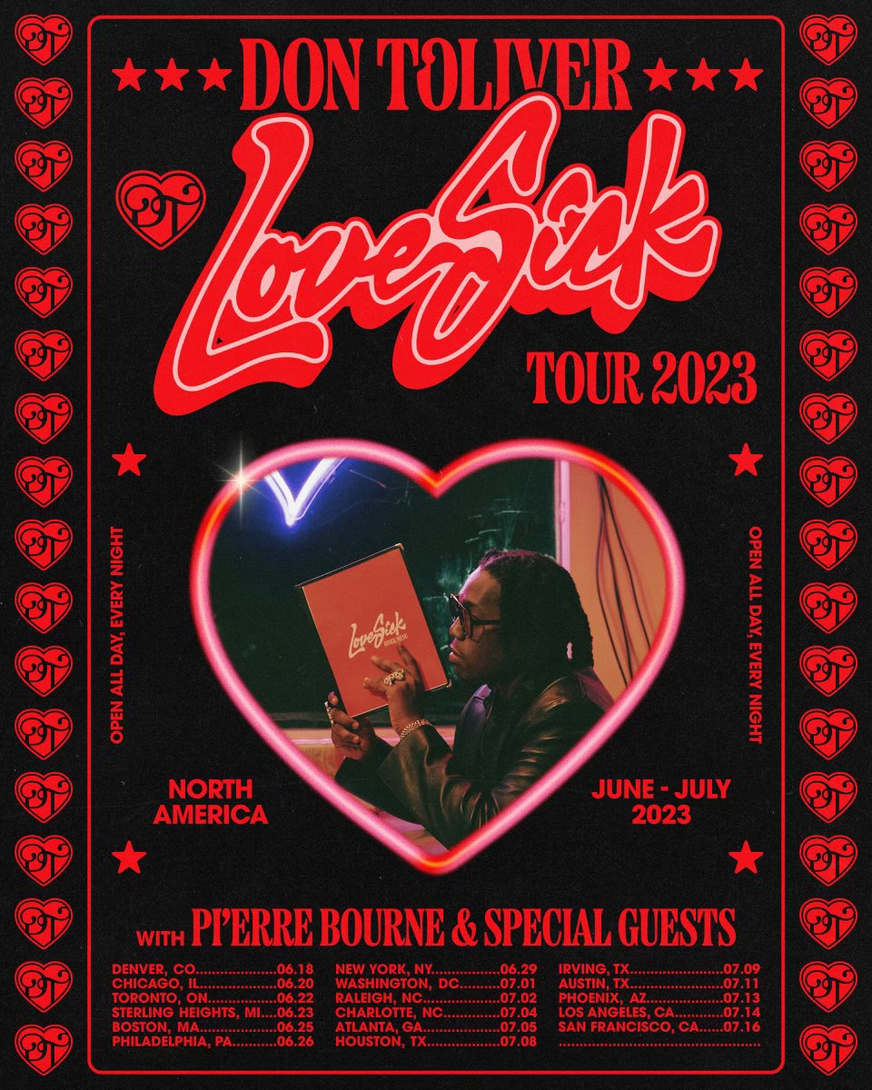 DonToliver's tweet photo. The Love Sick Tour❤️‍🔥

Tickets Go On Sale @ 10AM Friday❤️‍🩹 https://t.co/Go6TfjWpjl