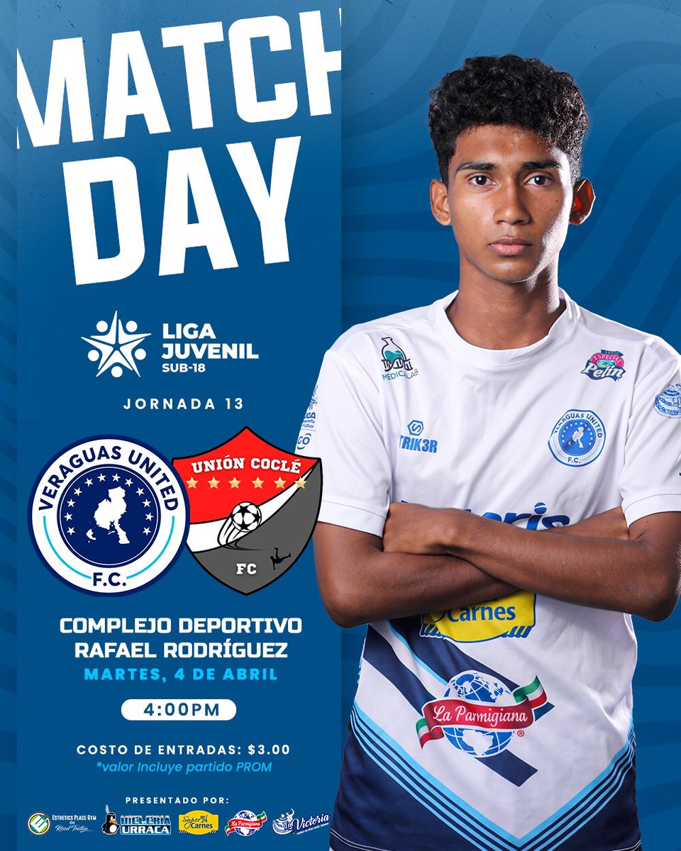 Veraguas_United's tweet photo. ☄️⚽ 𝗛𝗢𝗬 𝗝𝗨𝗘𝗚𝗔𝗡 𝗡𝗨𝗘𝗦𝗧𝗥𝗢𝗦 𝗝𝗨𝗩𝗘𝗡𝗜𝗟𝗘𝗦!
Jornada 13 de la @liga_juv Sub 18

🆚 Unión Coclé sub18
🗓️ Martes, 4 de abril
⏰ 4:00 PM
🏟 Complejo Deportivo Rafael Rodriguez 

¡Ven y apoya a nuestros juveniles 💪🏻!

📲 #somosVERAGUAS #veraguasunited https://t.co/WEwbEv94GS