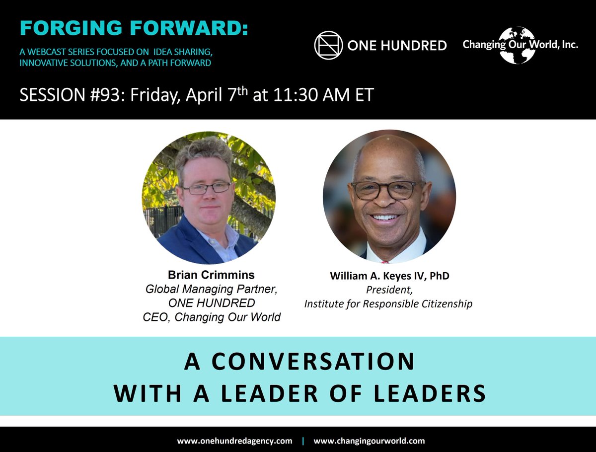 Register now for this Friday's #FORGINGFORWARD where <a href="/briancrimmins9/">Brian Crimmins</a> will be joined by <a href="/WilliamKeyes_/">William Keyes</a>  President of <a href="/i4rc/">The Institute</a> , for a conversation with a leader of #leaders. bit.ly/FFCWOH2023