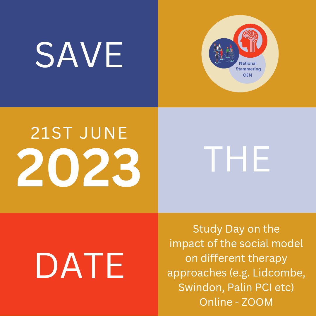 We've been planning our next study day and we're very excited for it. Make sure you save the date; we'll let you know as soon as booking opens. We'll be discussing how the social model fits with evidence based therapy approaches we use for Stammering. #mySLTday #stammer #slcn