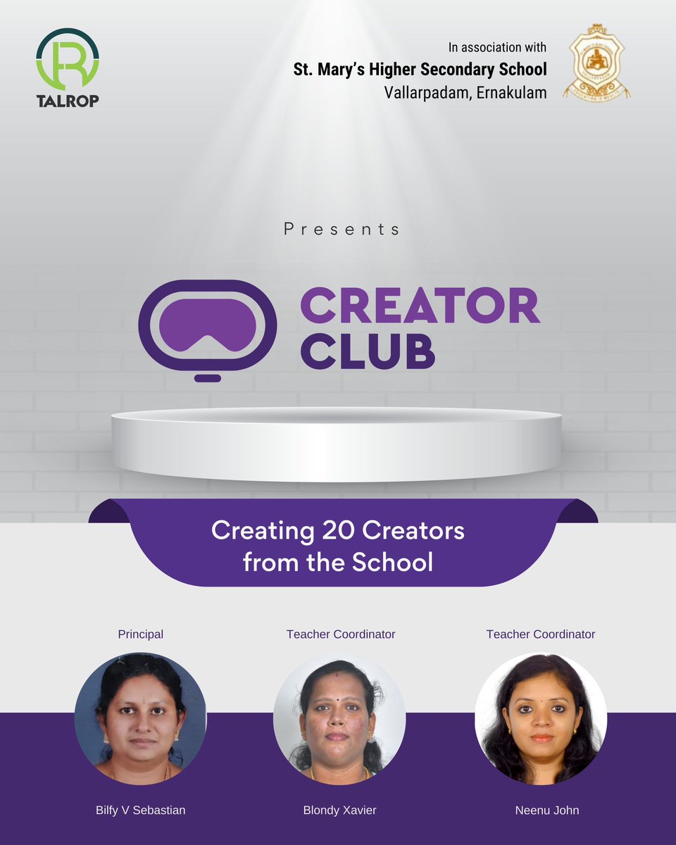 YkippOfficial's tweet photo. To transform Kerala from a consumer state to a creator state, Talrop is implementing Creator Club programme in selected 2,100 schools of Kerala.  

St. Mary’s Higher Secondary School Vallarpadam, Ernakulam is pledging 20 creators from the school.

#talrop #ykipp #creatorclub https://t.co/SZgweDcKXV