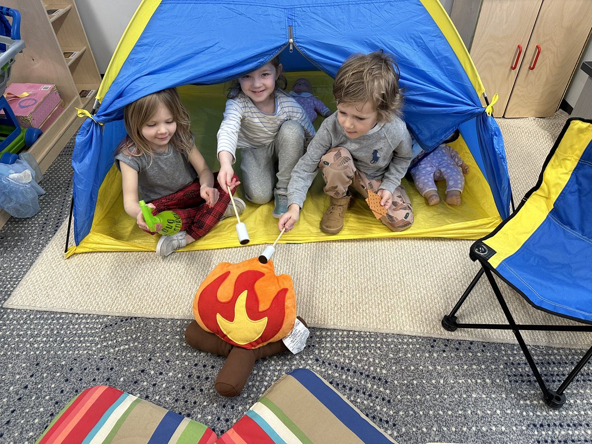 Enjoying our new camping dramatic play center 🏕️ 🔥 💙 <a href="/DCWestFalcons/">DCWest Falcons</a> @DCWElementary #TheFalconWay #dcwestpride