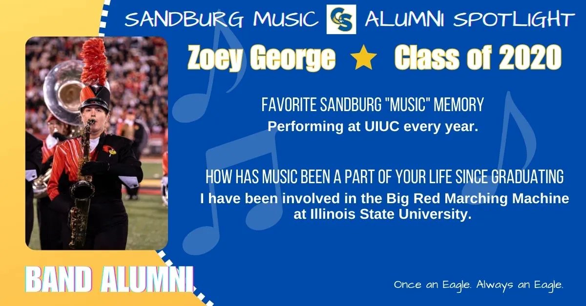 CSHS Music Boosters (@csmusicboosters) on Twitter photo Alumni Spotlight: During her time at Sandburg Zoey particpated in curricular band and marching band.
<a href="/SandburgHS/">Carl Sandburg H.S.</a> <a href="/CSEngMusEL/">English, Music, EL, and Media Center @SandburgHS</a> <a href="/SandburgBands/">Sandburg Bands</a>
#onceaneaglealwaysaneagle #AlumniSpotlight #musiclifestyle #music #EaglePride Alumni Spotlight: During her time at Sandburg Zoey particpated in curricular band and marching band.
<a href="/SandburgHS/">Carl Sandburg H.S.</a> <a href="/CSEngMusEL/">English, Music, EL, and Media Center @SandburgHS</a> <a href="/SandburgBands/">Sandburg Bands</a>
#onceaneaglealwaysaneagle #AlumniSpotlight #musiclifestyle #music #EaglePride