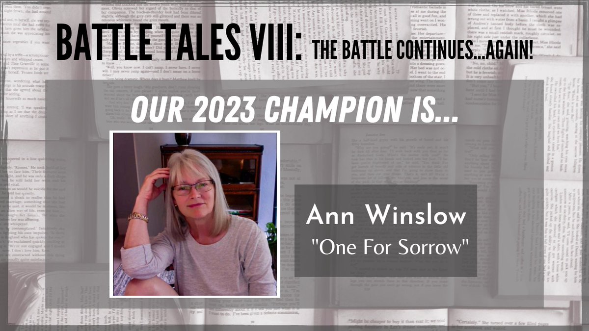 Good news on a sunny day!

PEIWG is proud to announce our 2023 Battle Tales champion is Ann Winslow with her short story "One For Sorrow"! 

We're honoured that Ann has allowed us to share her winning story on our website, make sure to check it out here:
peiwritersguild.com/page-18208