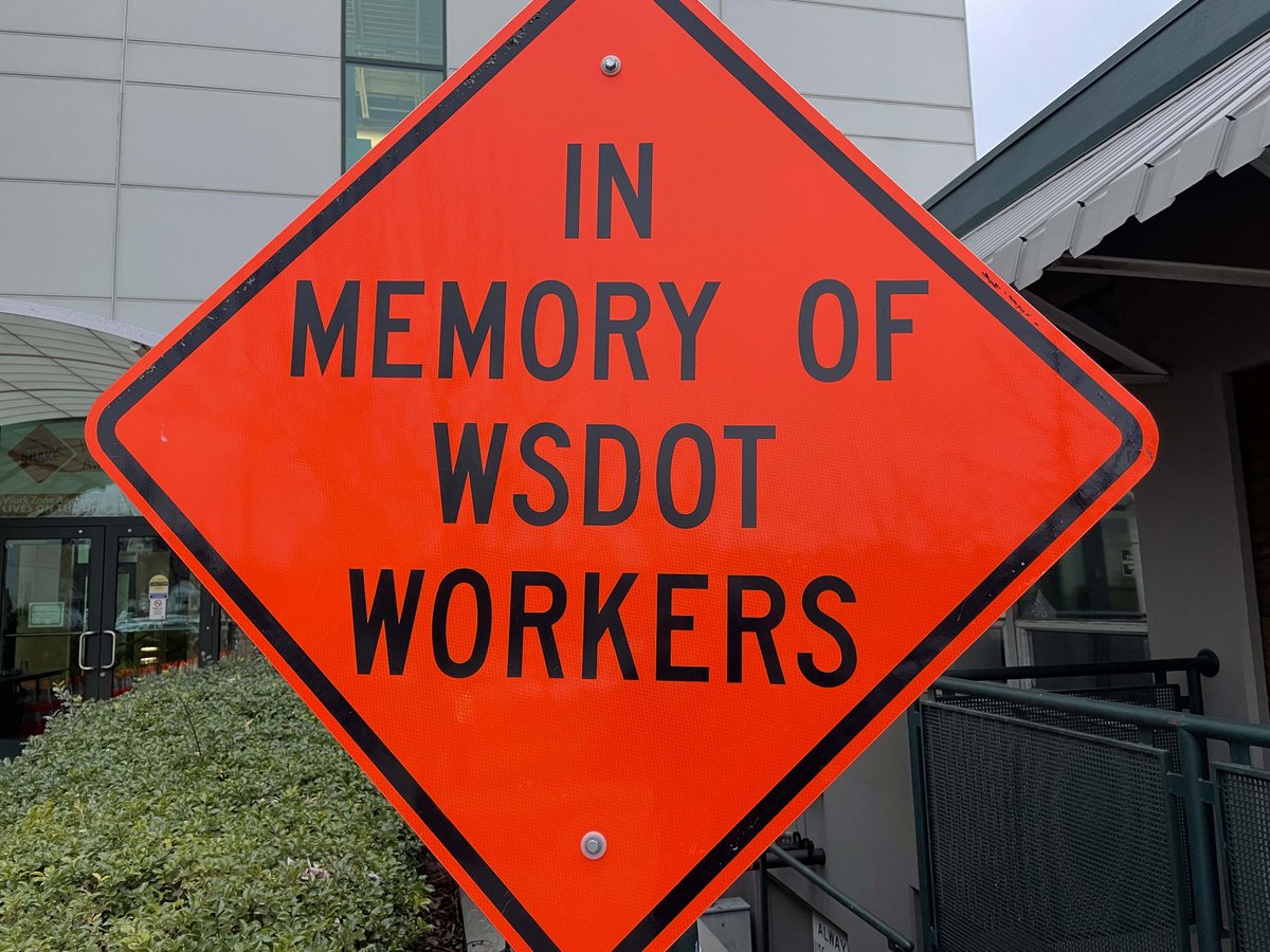 WSDOT_East's tweet photo. Morning. April is Work Zone Awareness Month at our agency and an opportunity to remind the public of the need to keep our crews safe. 60 of our workers statewide have been killed on the job since 1950. We are honoring them at our Worker Memorial at Eastern Region HQ. https://t.co/P2gWvefrbI