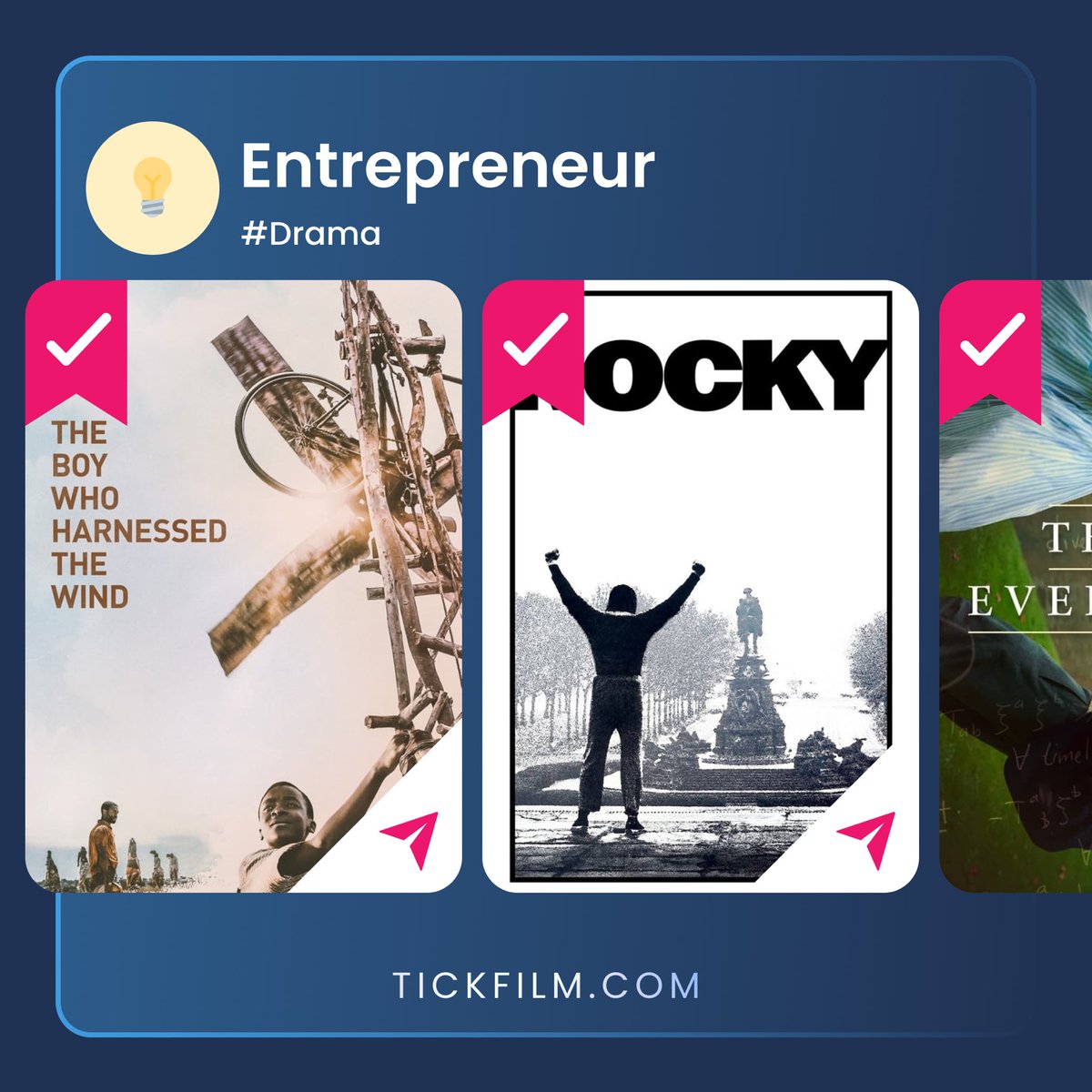 TickFilmApp's tweet image. Attention all entrepreneurs! If you're looking for some movie inspiration to fuel your business mindset, then look no further! 💡⚡️ 

Here's a list of films that will motivate, educate, and inspire you to take your business to the next level:

1. The boy who harnessed the wind 🍃…