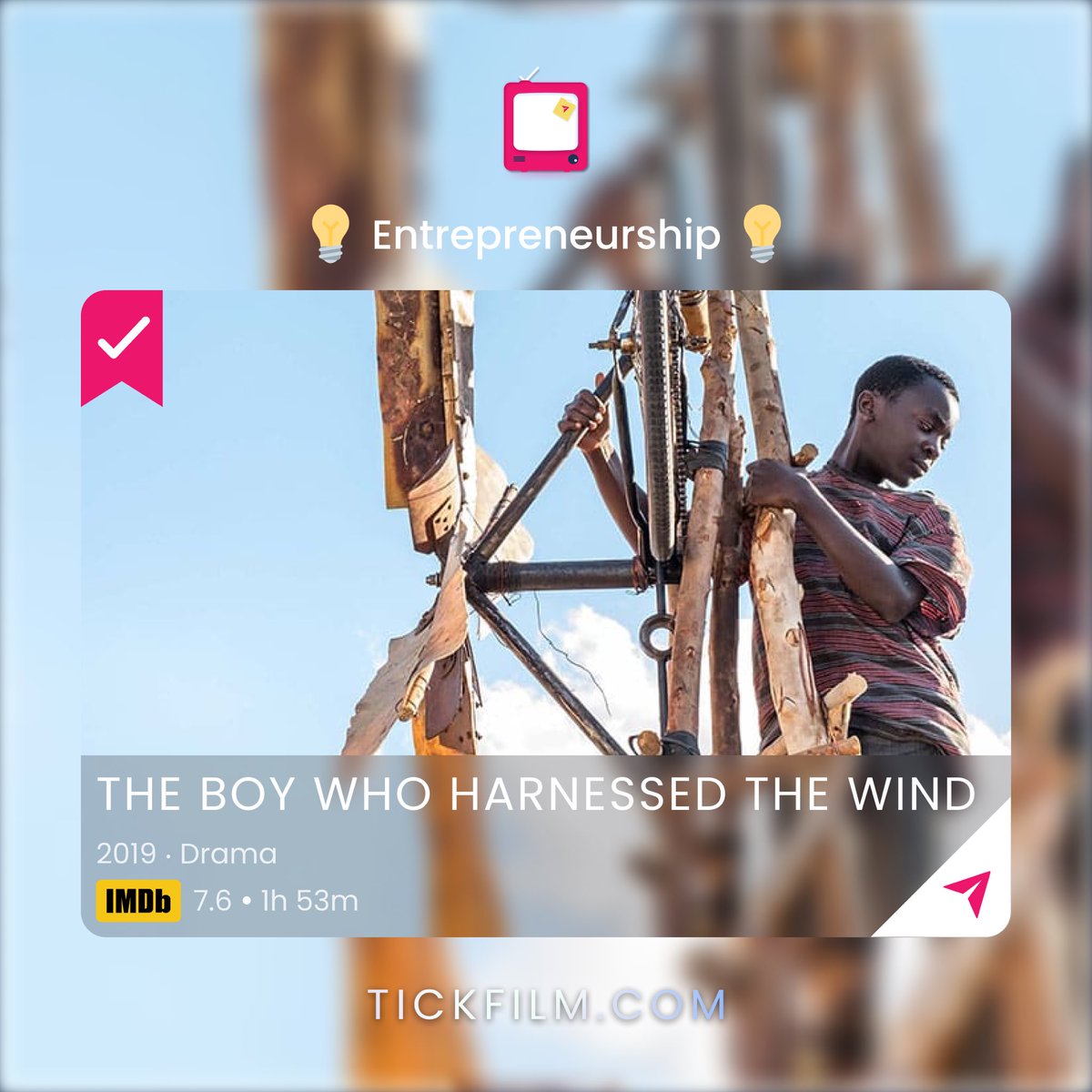TickFilmApp's tweet image. Attention all entrepreneurs! If you're looking for some movie inspiration to fuel your business mindset, then look no further! 💡⚡️ 

Here's a list of films that will motivate, educate, and inspire you to take your business to the next level:

1. The boy who harnessed the wind 🍃…