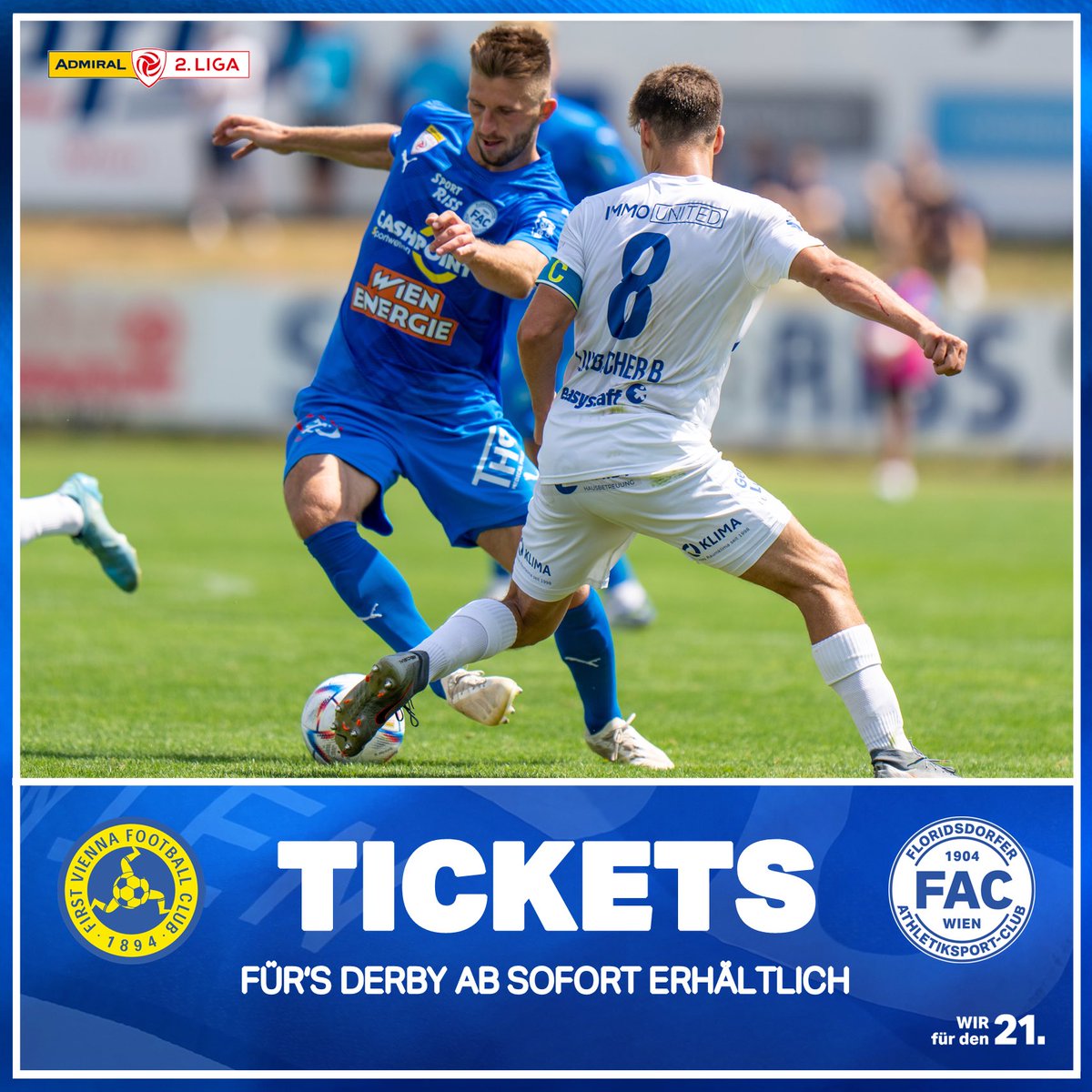 FACWien's tweet photo. ALLE NACH DÖBLING❗️

Ab sofort sind die Auswärtstickets für das Wiener Zweitligaderby gegen den @FirstViennaFC auf der Hohen Warte in unserer Geschäftsstelle erhältlich. 🎫

ℹ️ Alle Ticket-Infos findet ihr auf unserer Homepage
📲 https://t.co/ZRSZzbxucW

#Wirfürden21 https://t.co/sHWmkm1YQ2