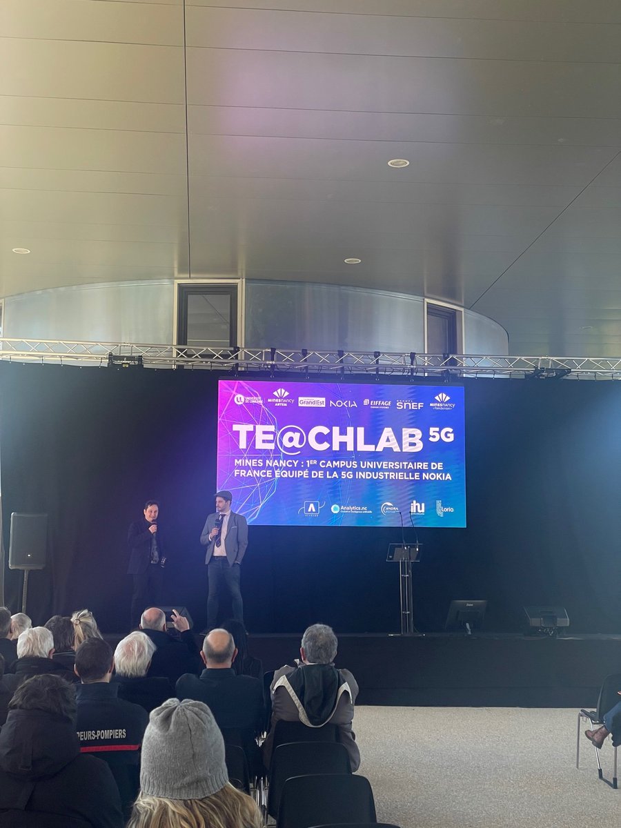 Mines Nancy (@minesnancy) on Twitter photo #ENDIRECT 🔴 Inauguration du Te@chLab5G : #MinesNancy devient le 1er campus universitaire en France équipé de la #5G industrielle <a href="/nokia/">Nokia</a> ! 👏
<a href="/regiongrandest/">Région Grand Est</a> #EiffageEnergieSystèmes #SNEFTelecom <a href="/ALERION_SAS/">ALERION</a> #analyticsnc <a href="/Andra_CMHM/">Andra CMHM</a> <a href="/IHUStrasbourg/">IHU Strasbourg</a> <a href="/labo_Loria/">Loria</a> #ENDIRECT 🔴 Inauguration du Te@chLab5G : #MinesNancy devient le 1er campus universitaire en France équipé de la #5G industrielle <a href="/nokia/">Nokia</a> ! 👏
<a href="/regiongrandest/">Région Grand Est</a> #EiffageEnergieSystèmes #SNEFTelecom <a href="/ALERION_SAS/">ALERION</a> #analyticsnc <a href="/Andra_CMHM/">Andra CMHM</a> <a href="/IHUStrasbourg/">IHU Strasbourg</a> <a href="/labo_Loria/">Loria</a>