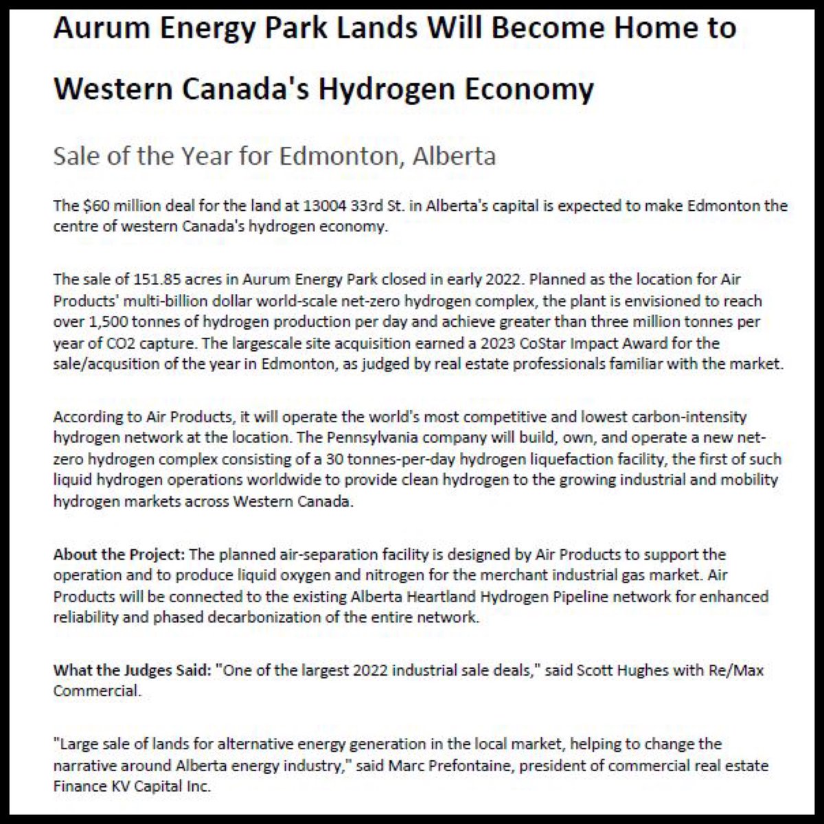 Weimsy's tweet image. I am pleased to announce that The Aurum Energy Park deal has been awarded CoStar Canada’s Impact Award for Sale/Acquisition of the Year in Edmonton, Alberta. @CoStarGroup @CoStarCanada #CoStarImpactAwards
 
View the award winners:
costarimpactawards.com/winners/