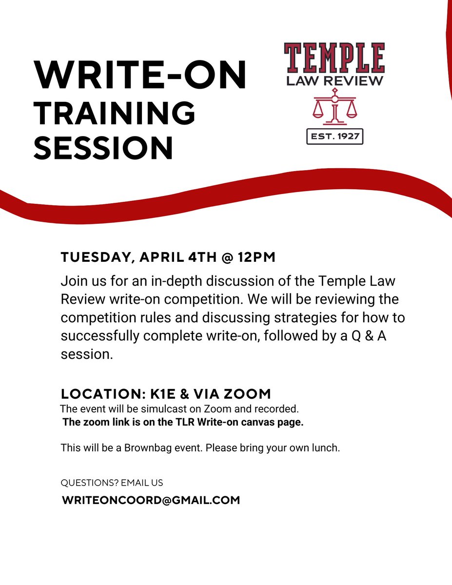 Come join Volume 95 Staff Editors for a better understanding of our upcoming write-on competition!